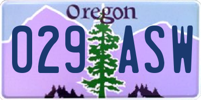 OR license plate 029ASW