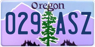 OR license plate 029ASZ