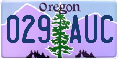 OR license plate 029AUC