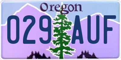 OR license plate 029AUF