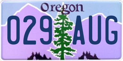 OR license plate 029AUG