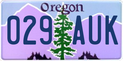 OR license plate 029AUK