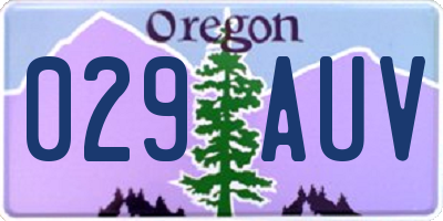 OR license plate 029AUV