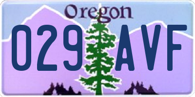 OR license plate 029AVF