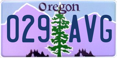 OR license plate 029AVG