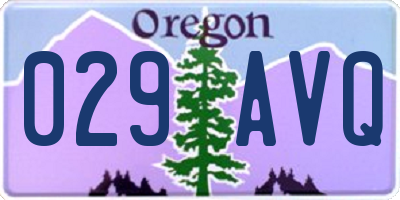 OR license plate 029AVQ