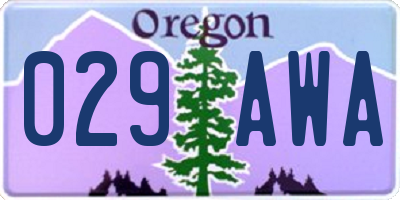 OR license plate 029AWA