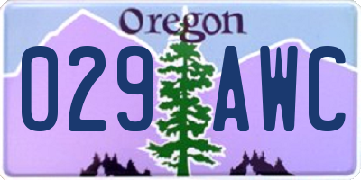 OR license plate 029AWC