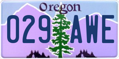 OR license plate 029AWE