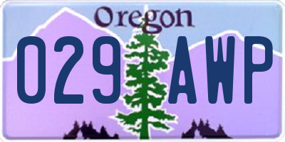OR license plate 029AWP
