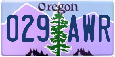 OR license plate 029AWR