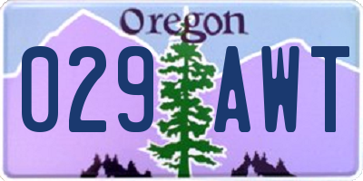OR license plate 029AWT