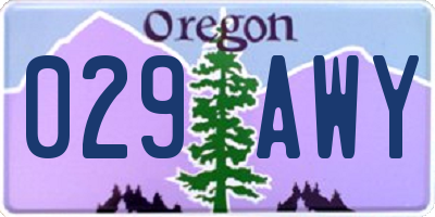 OR license plate 029AWY