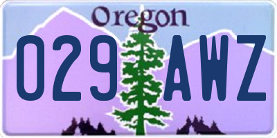 OR license plate 029AWZ