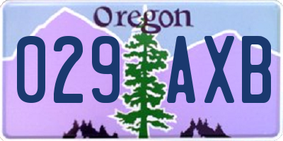 OR license plate 029AXB