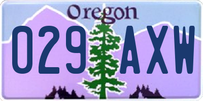OR license plate 029AXW