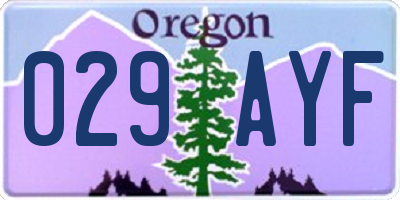 OR license plate 029AYF