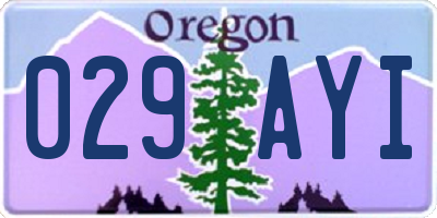 OR license plate 029AYI