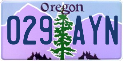 OR license plate 029AYN