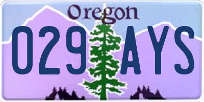OR license plate 029AYS