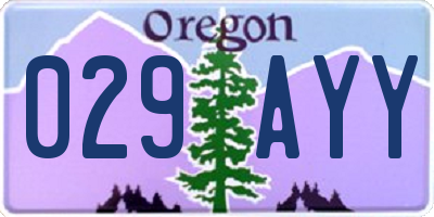 OR license plate 029AYY