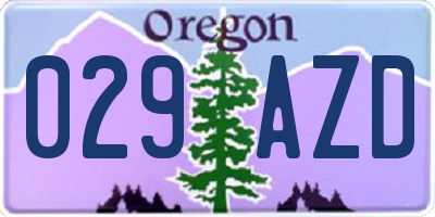 OR license plate 029AZD