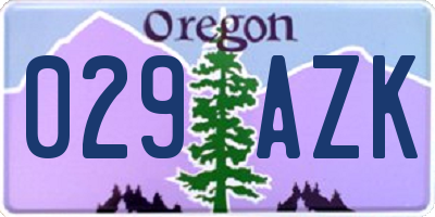 OR license plate 029AZK