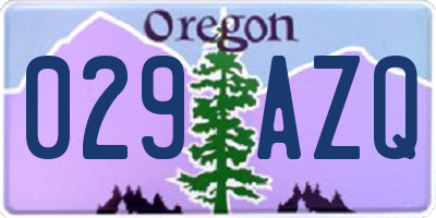 OR license plate 029AZQ