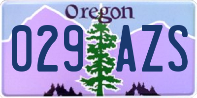 OR license plate 029AZS