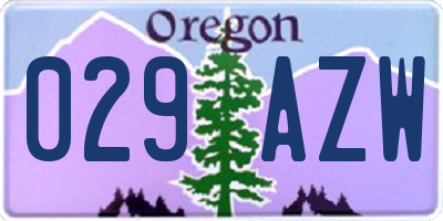 OR license plate 029AZW