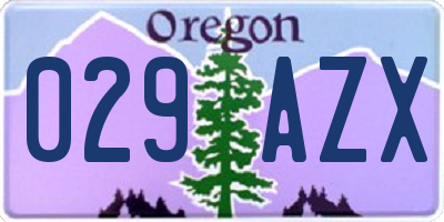 OR license plate 029AZX