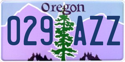 OR license plate 029AZZ