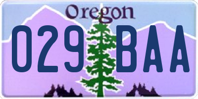 OR license plate 029BAA