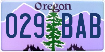 OR license plate 029BAB
