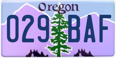 OR license plate 029BAF