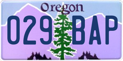 OR license plate 029BAP