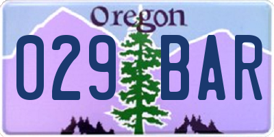 OR license plate 029BAR
