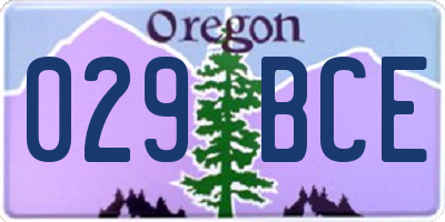 OR license plate 029BCE