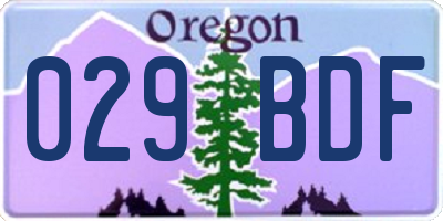 OR license plate 029BDF