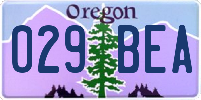 OR license plate 029BEA