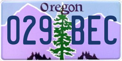 OR license plate 029BEC