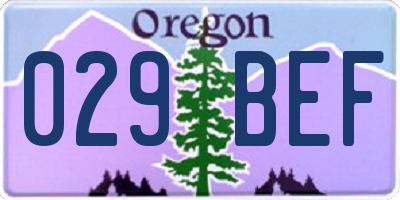 OR license plate 029BEF