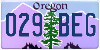 OR license plate 029BEG