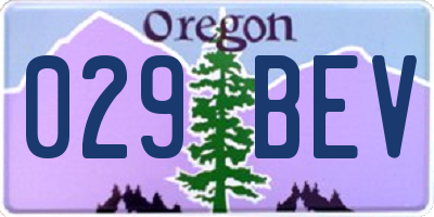 OR license plate 029BEV