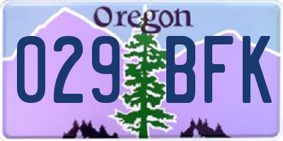 OR license plate 029BFK