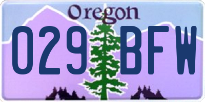 OR license plate 029BFW