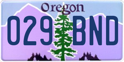 OR license plate 029BND