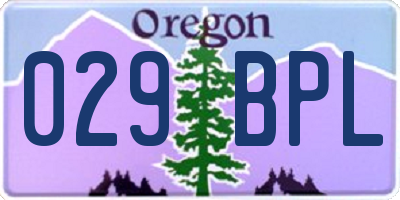 OR license plate 029BPL
