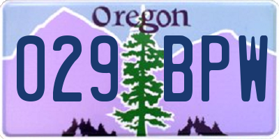 OR license plate 029BPW