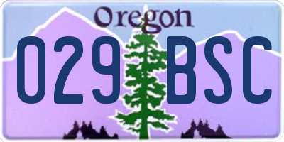 OR license plate 029BSC